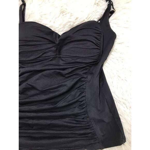 La Blanca Rod Beattie Swim Top Swimsuit Tankini Sz 8 Black Twist Front Bikini - Picture 3 of 7